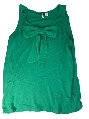 Camiseta sin mangas verde Elle para mujer con lazo de punto suizo transparente talla S Foto 1 de 4
