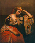 Peinture à l'huile Italienne-Femme-aka-Juif-Algérien-Femme-1870-Jean-Baptiste-Corot