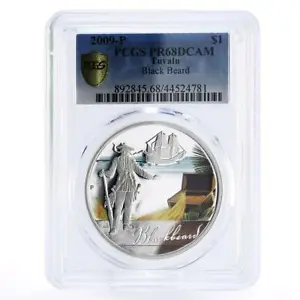 Tuvalu 1 dollar English Pirate Black Beard PR68 PCGS silver coin 2009 - Picture 1 of 2