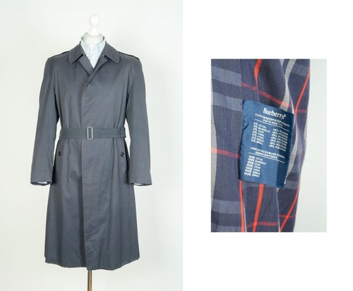 Cappotto trincea blu navy Burberrys da uomo originale superbo taglia UK 54