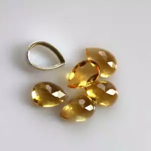 Citrin Birne Rosenschliff 5x7 mm bis 10x14 mm natürlich kalibriert lose Edelstein I94 - Bild 1 von 6