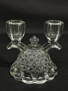 Vintage Imperial Cristal con Encaje Borde Doble Candelero Soporte 1950s 4.5" - Imagen 1 de 5