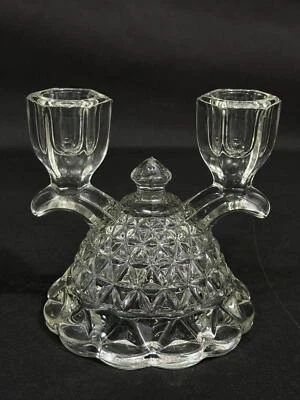 Vintage Imperial Cristal con Encaje Borde Doble Candelero Soporte 1950s 4.5" - Imagen 1 de 4