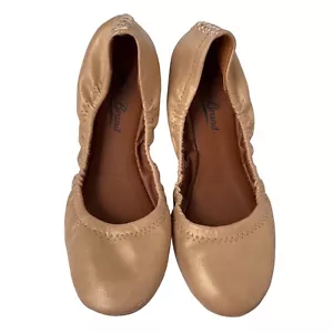 Lucky Brand Erin Gold Metallic Leather Comfort Ballet Flats Womens Size 6B 36 - Picture 1 of 11