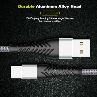 USB C Cable, Type C Cable  Fast Charging Cable 2M Nylon Phone Cable Samsung  - Image 1 of 4