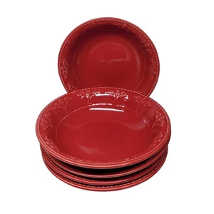 Jc Penneys Athena Red Cranberry Festive Soup Cereal Bowls Stoneware Set Of 5 - Picture 1 of 4