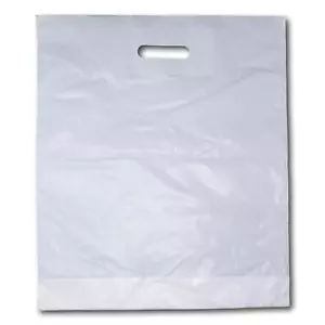Very Strong Plain White Patch Handle Gift Retail Shopping Plastic Carrier Bags - Picture 1 of 3