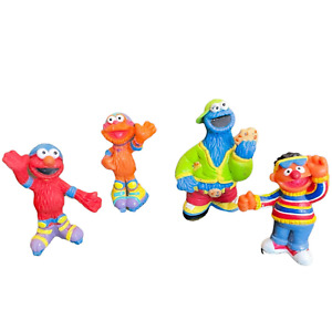 Sesame Street Elmo Zoe Cookie Monster Ernie 2.5" Figure Set Lot of 4 Cake Topper