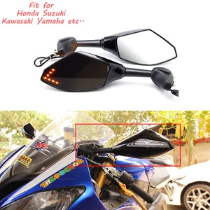 Fit For 2000-2008 Yamaha R1 R6 Motorcycle Rearview Mirrors with LED Turn Signals - Bild 1 von 14