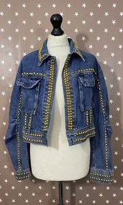 Oversized Studded Denim Jacket Womens Size S-M - Picture 1 of 14
