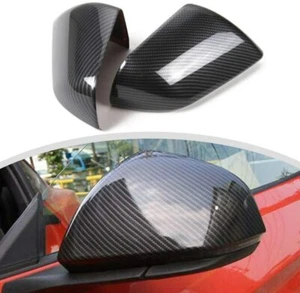 2X Carbon Fiber Rear Side View Mirror Cover Shell Trim For Ford Mustang 2015-19 - Picture 1 of 10