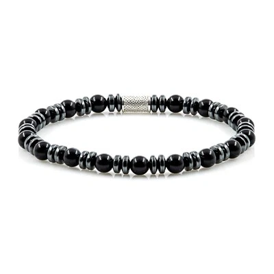 Perlenarmband Black Onyx 6mm Perlen Disk 925 Sterling Silber Bracelet - Bild 1 von 4