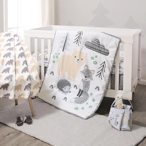 Woodscape 5-teiliges Mikrofaser-Unisex-Babykrippe-Bettwäsche-Set von The Peanutshell - Bild 1 von 7