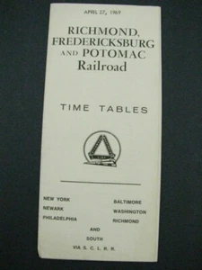 Richmond Fredericksburg Potomac RFP RR Fahrplan 1969 öffentlicher PTT TT Zeitplan - Bild 1 von 1