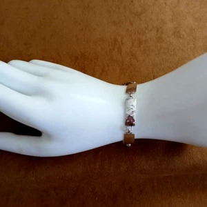 925 Sterling Silver- Signed EG-(Elisabeth Guerro-Navajo) Hammered Panel Bracelet - Picture 1 of 10