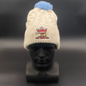 adidas Originals Chunky Knitted Beanie Bommelmütze Double Trefoil Wonder weiß - Bild 1 von 14