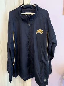 Giacca vintage Buffalo Sabres NHL Reebok Navy taglia 2XL logo manica tasca zip - Foto 1 di 17