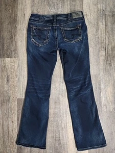 Silver Suki Mid Slim Boot Denim Stretch Jeans Women 30x31 Dark Wash - Picture 1 of 12