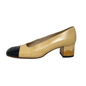 Auténticos zapatos de salón CHANEL - beige de cuero negro para mujer - Imagen 1 de 11