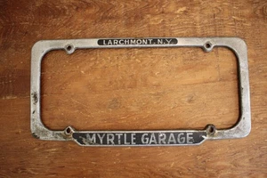Vintage License Plate Holder Frame Myrtle Garage Larchmont NY New York Antique - Picture 1 of 4
