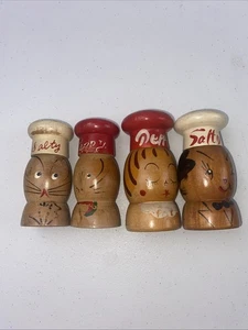 Lote de 2 pares de saleros y pimenteros vintage de madera salados Peppy - Imagen 1 de 14