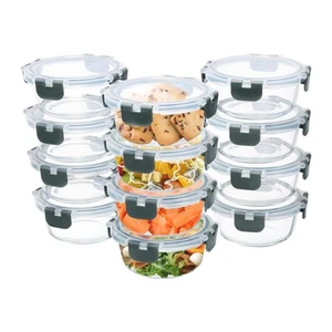 12 Pack Small Glass Food Storage Containers with Lids Airtight, 13oz Leak-Pro... - Picture 1 of 6