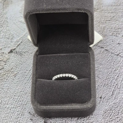 14k White Gold Plated CZ Eternity Band Ring Sz 5.5 - Image 1 of 4