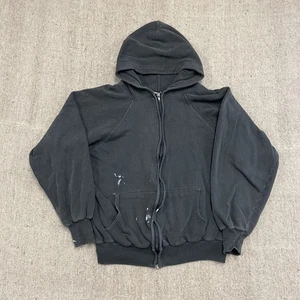 felpa con cappuccio zip termica vuota vintage uomo media nera anni 90 invecchiata OMNI - Foto 1 di 12