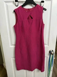 Jones New York Pink Fuchsia Shift Dress Silk Linen Sleeveless Cutout Size 8 - Picture 1 of 4