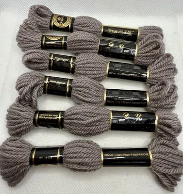 DMC Laine Colbert Yarn Gray Tapestry Wool Needlepoint Pullskein Lot Of 6 - Image 1 of 3
