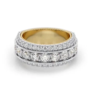 Round Band 3.00 CT Certified Lab Grown Diamond Wedding Ring 14K Multi Tone Gold - Picture 1 of 9