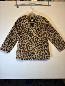 Cato Women’s Faux Fur Animal Print Leopard Pockets Open Draped Lined Jacket XS - Picture 1 of 12