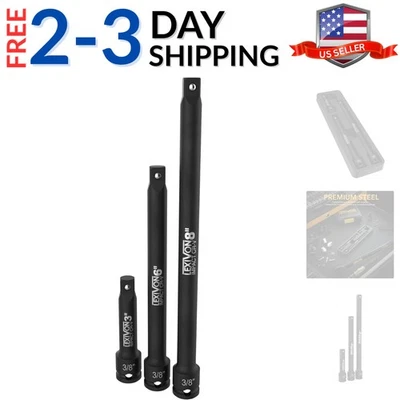 Impact Driver Extension Bar Set, 3/8" Drive | 3-Piece 3" 6" & 8" Long, Organi... - Image 1 of 4