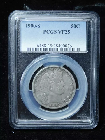 1900 S Barber Half Dollar PCGS VF-25 Cover