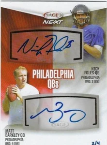 2012 SAGE AUTOGRAPH RC NICK FOLES /MATT BARKLEY #2/4 MINT AUTO - Picture 1 of 1