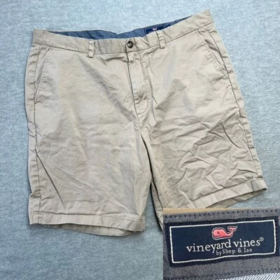 Pantalones Cortos Vineyard Vines Hombres 40 Beige Caqui Breaker Chino Sarga Elastizados Ligeros Foto 1 de 4