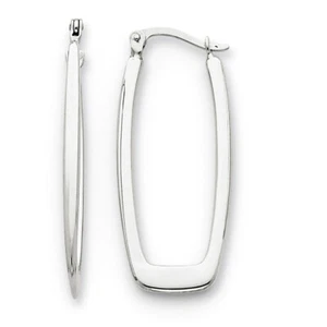 14k White Gold Polished 2.25mm Rectangle Hoop Earrings TH291 - Picture 1 of 1