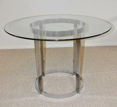 Mid Century Modern Glass & Chrome Dining Table Cover