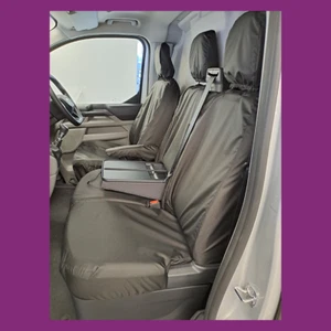 Ford Transit Custom 2023+ Waterproof Front 3 Black Seat Covers WITH TRAY - Picture 1 of 1
