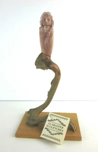 Alabaster Sculpture Gnarled Wood Stand J Harvey 9" - Picture 1 of 10