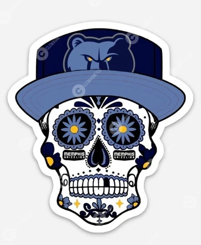 Memphis Grizzlies Sugar Skull MAGNET - Retro NBA Morant Bane Tennessee Cover