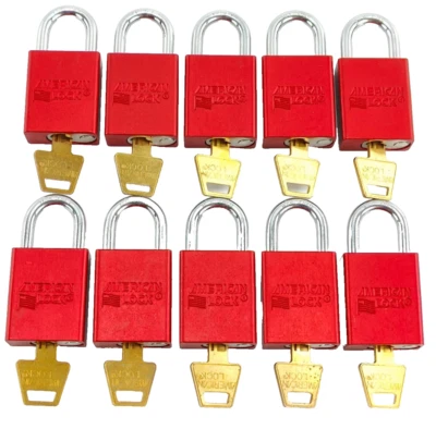 LOT OF 10 AMERICAN LOCK A1105RED Anodized Aluminum Safety Padlock Lockout Tagout - Image 1 of 4