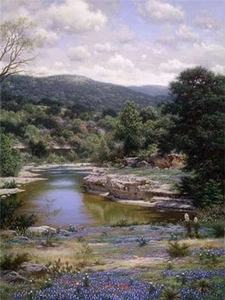 Bluebonnets along the Frio by Larry Dyke Landscape Open Edition Print - Picture 1 of 1