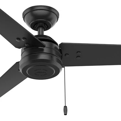 Hunter Fan 44 in Casual Matte Black Outdoor Ceiling Fan with Pull Chain3 Blades - Image 1 of 4