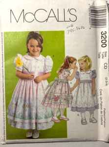 Girl's Dress Sewing Pattern Pinafore Size 2 3 4 Toddler McCall's 3200 Uncut NEW - Picture 1 of 2
