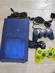 PS2 Sony SCPH-37000 Ocean Blue PlayStation 2 w/2 controller JP - Picture 1 of 24