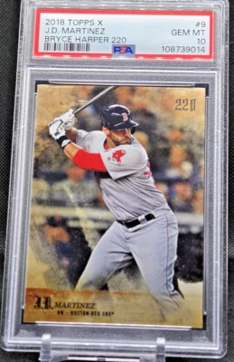 2018 Topps X Bryce Harper 220 Second to None JD Martinez #9 PSA Gem MT 10 - Image 1 of 2