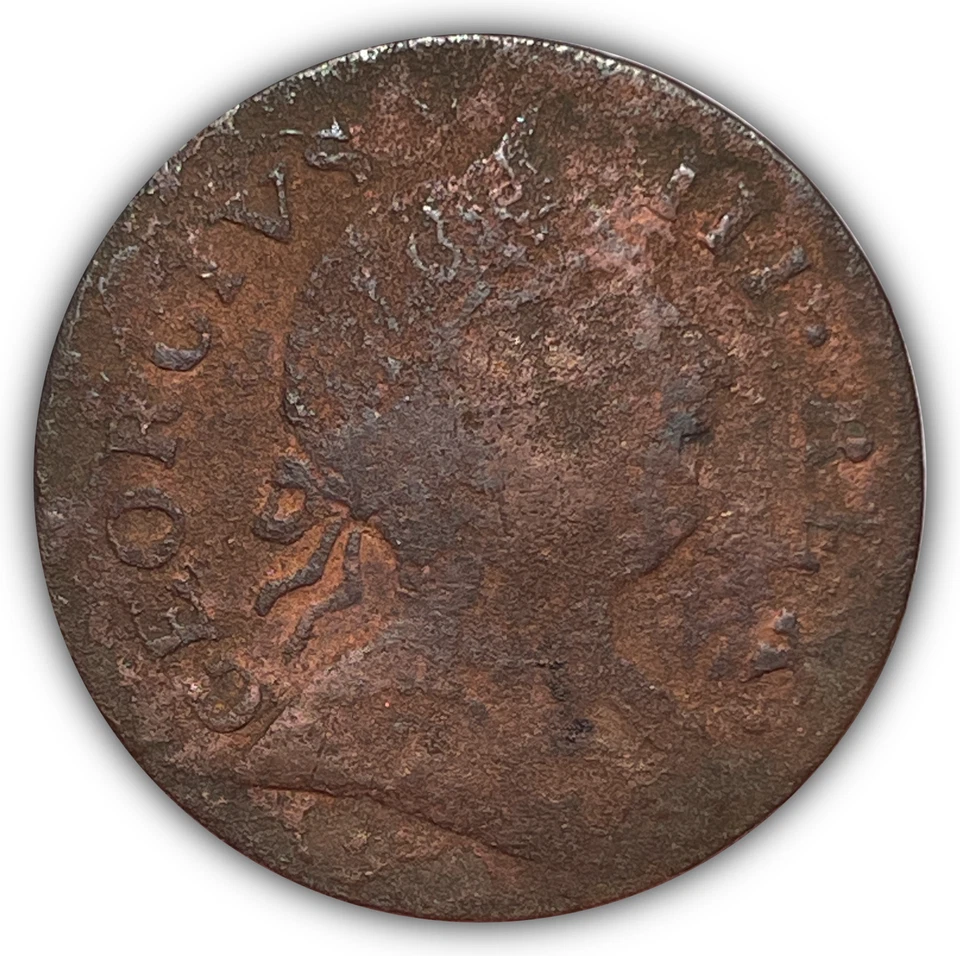 1771 Machin's Mill Halfpenny Colonial Copper New York Fine Coin Corrosion #23619 - Image 1 of 3
