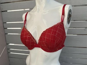 Victoria's Secret NWT Push Up Bra Red & Gold 34D Red Gold Accent - Picture 1 of 8