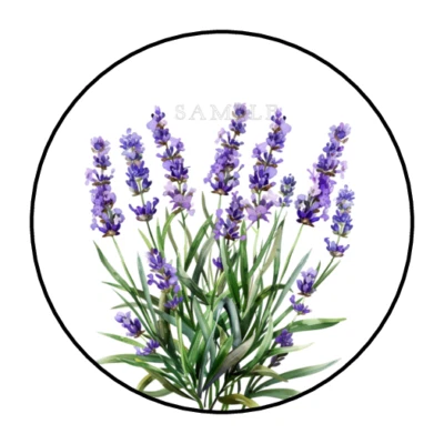 Purple Lavender Flower stickers labels tags envelope seals party favors - Image 1 of 2